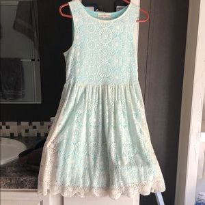 Baby blue and white lace sun dress